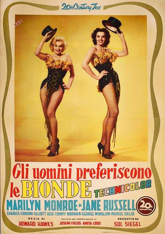 T-Shirt Unisex Marilyn Monroe "Gentlemen Prefer Blondes", Stampa Retrò, Cotone, Made In UK, Taglia Unica - Foto 6