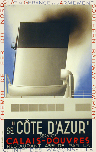 COTE D'AZUR SERVICE CALAIS - DOUVRES. Original, vintage, poster by