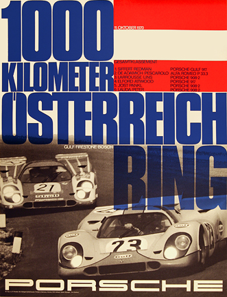 Vintage Porsche 1000km Osterreich Ring Motor Racing Poster A3/A4